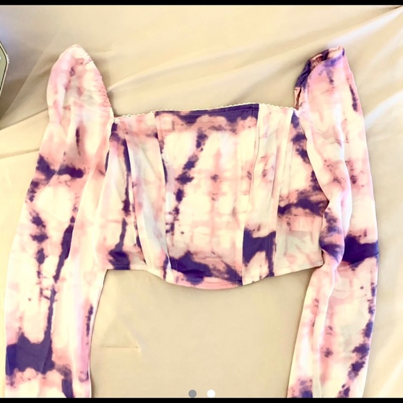 Lilac Tie Dye Structured Crop Top - Picture 2 of 2